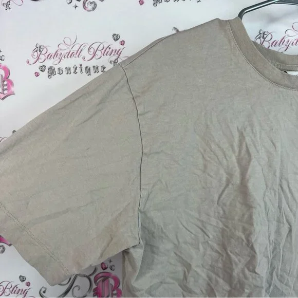 J.o & co tshirt tee cream Beige Crop Top cropped short style shirt grey - Picture 5 of 8
